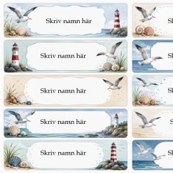 Namnskyltar havstema redigeringsbara