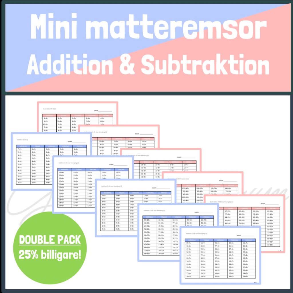 DOUBLE PACK – 80 mini matteremsor addition+subtraktion