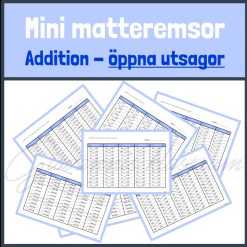 Mini matteremsor för daglig mängdträning, addition öppna utsagor