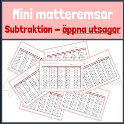 Mini matteremsor för daglig mängdträning, subtraktion öppna utsagor