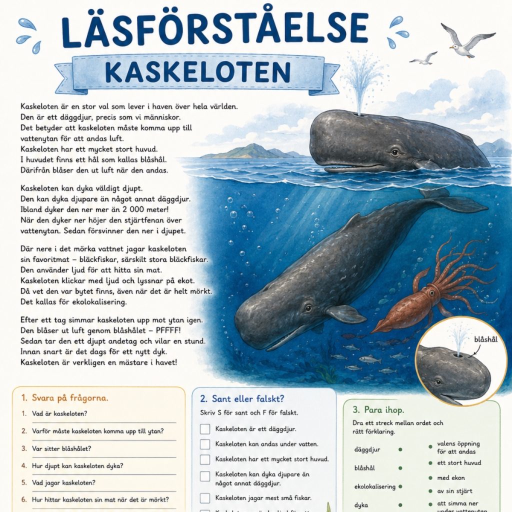 Tre läsförståelse texter!