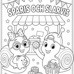 Målarbild till mitt arbete om ekonomi med Sparis och Slarvis 🐌