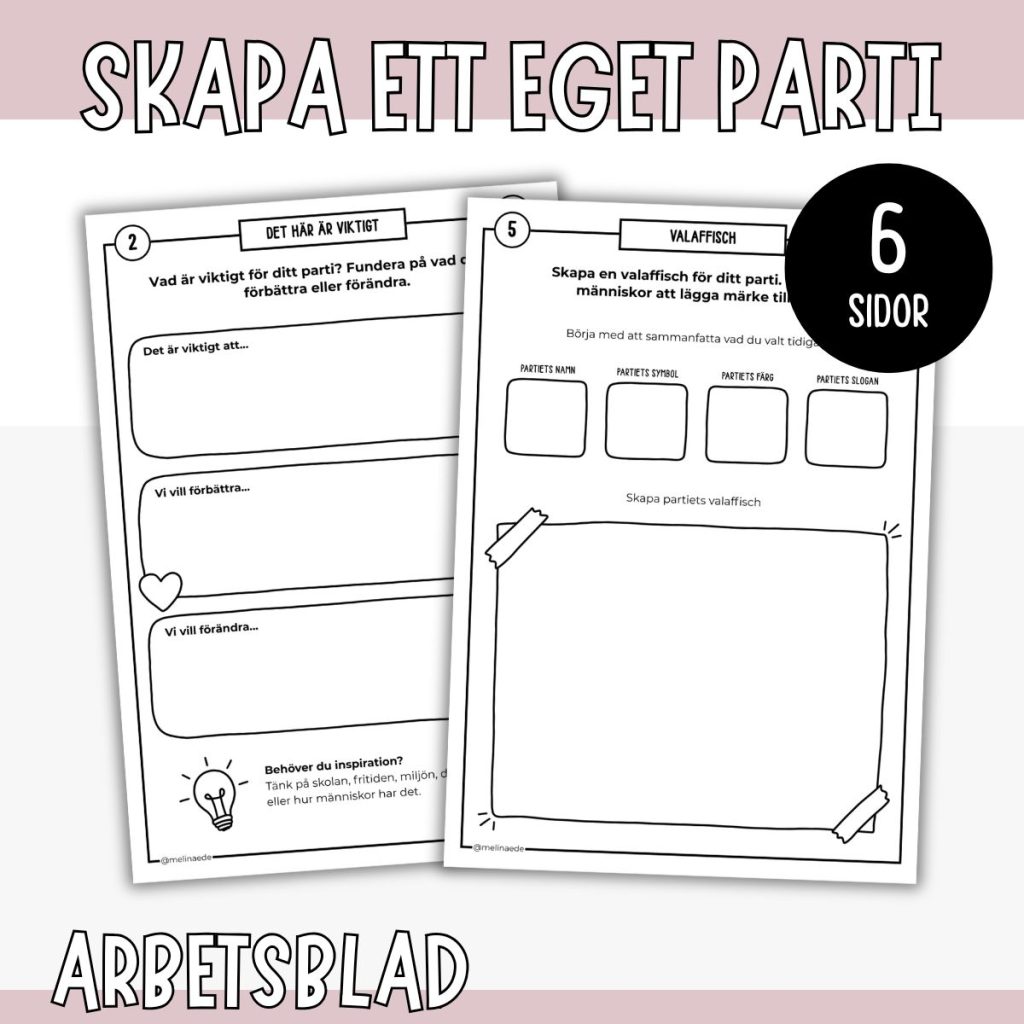 Mitt eget parti – 6 arbetsblad om val och demokrati