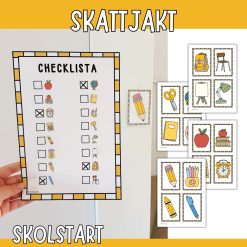 Skattjakt till skolstarten - 16 kort och checklista