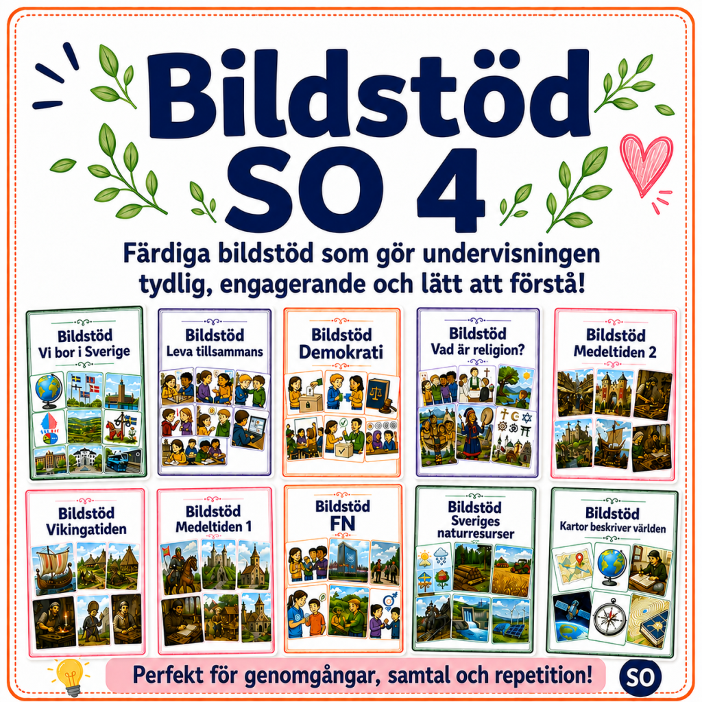 Bildstöd SO 4 + ämnesböcker i religion, samhälle, geografi och historia