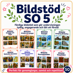 Bildstöd SO 5 + ämnesböcker i religion, samhälle, geografi och historia