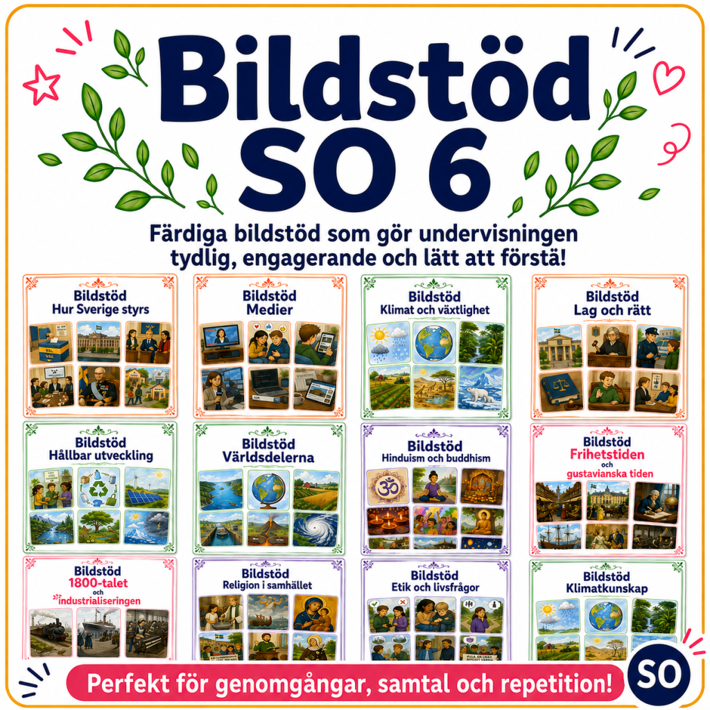 Bildstöd SO 6 + ämnesböcker i religion, samhälle, geografi och historia
