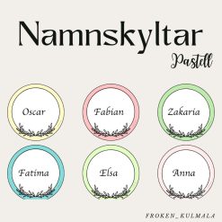 Namnskyltar pastell