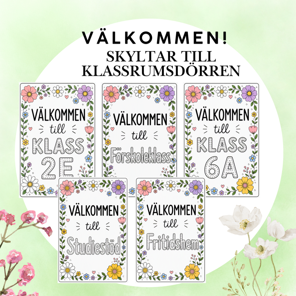 Välkommen klassrumsskyltar