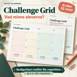 Challenge Grid – redigerbara mallar för återkallning och repetition