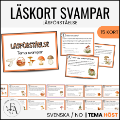 Läskort / Läsförståelsekort - Tema Svampar