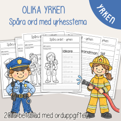 Spåra ord - yrken - 20 olika arbetsblad