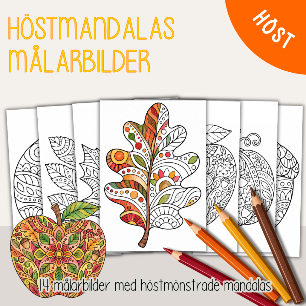 Höst – Målarbilder höstmandalas – 14 olika målarbilder