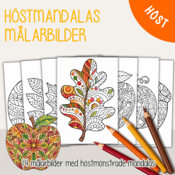 Höst - Målarbilder höstmandalas - 14 olika målarbilder