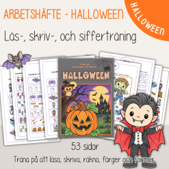 Halloween - Arbetshäfte med bokstäver och siffror 54 sidor - Halloweentema
