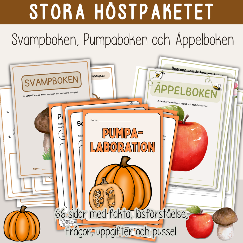 Höst – Det stora höstpaketet – Paket med Äppelboken, Svampboken och Pumpaboken.