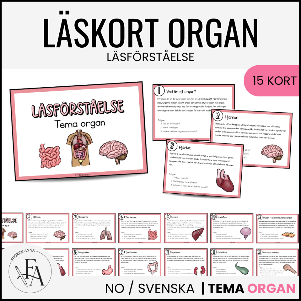 Organ | 15 Läskort / Läsförståelsekort