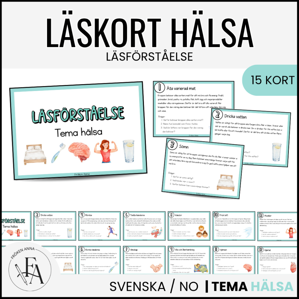 Hälsa & Välbefinnande | 15 Läskort / Läsförståelsekort