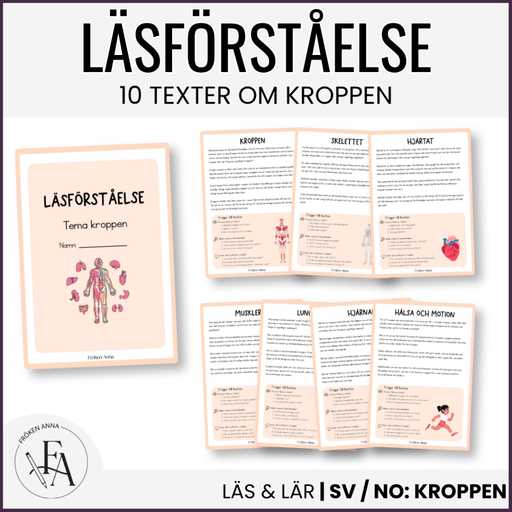 Kroppen | 10 Läsförståelsetexter