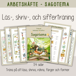 Barnboksveckan - Arbetshäfte med bokstäver och siffror 54 sidor - Sagotema