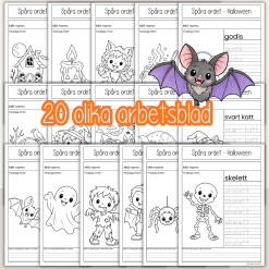 Halloween - Spåra ord - 20 olika arbetsblad med Halloweentema