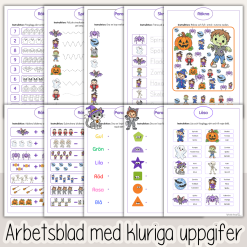 Halloween - Arbetshäfte med bokstäver och siffror 54 sidor - Halloweentema