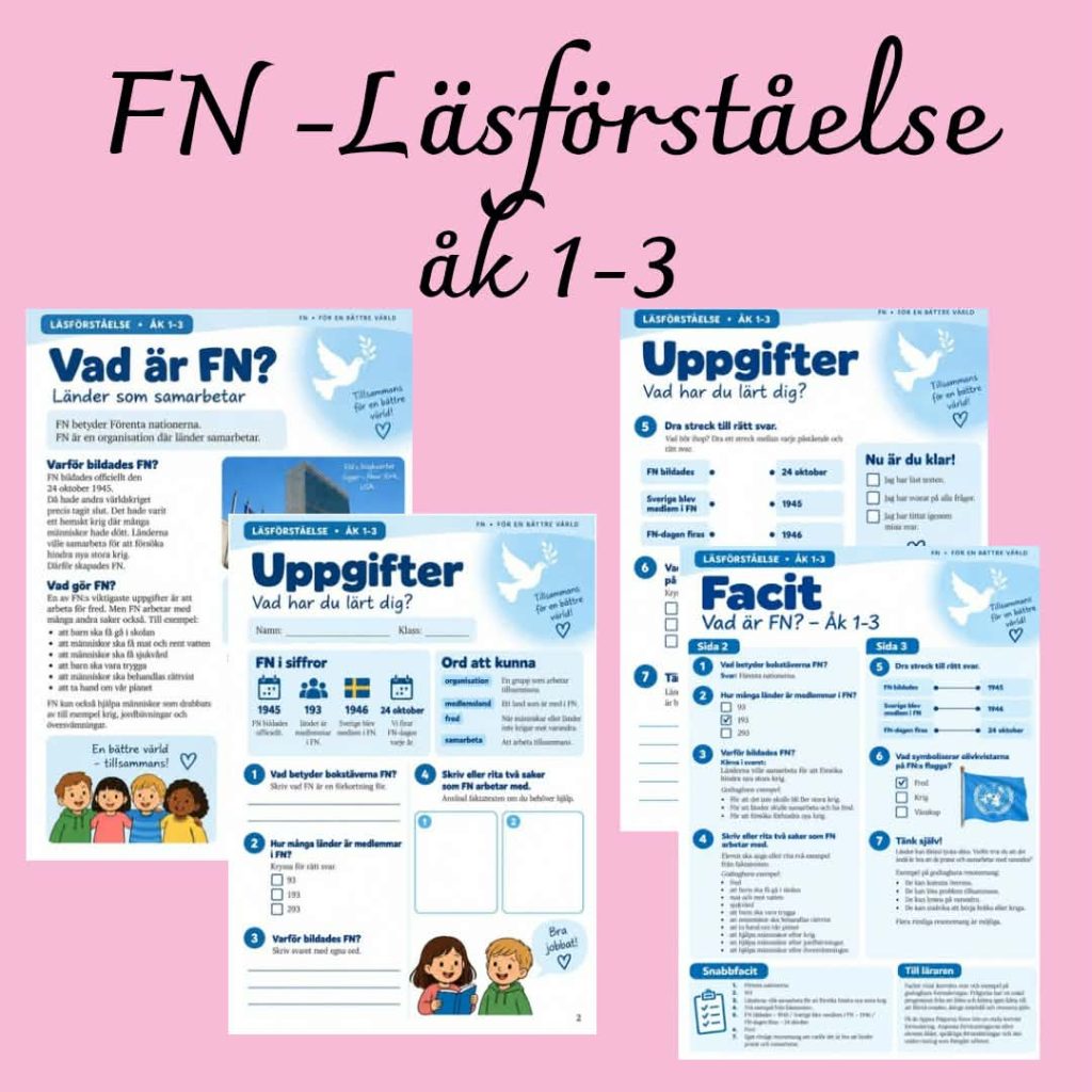 Vad är FN? – Läsförståelse om FN | Åk 1–3