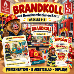 Brandkoll med Brandmansbabianen Bertil – brandsäkerhet för åk 1–3 🔥🚒