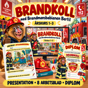 Brandkoll med Brandmansbabianen Bertil – brandsäkerhet för åk 1–3 🔥🚒