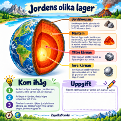 Hur jordytan förändras – Jordens lager, kontinentalplattor, berg, vulkaner och erosion