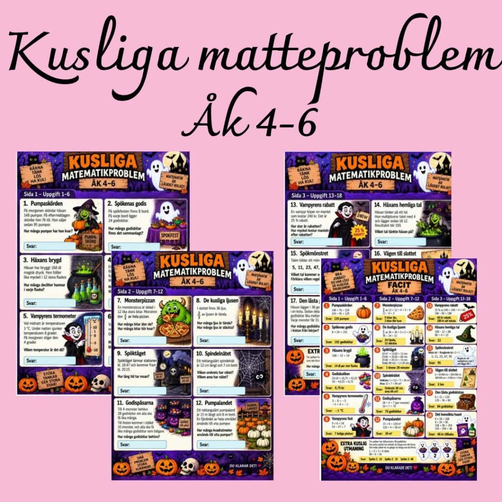 Kusliga matematikproblem – problemlösning åk 4–6 🎃➗