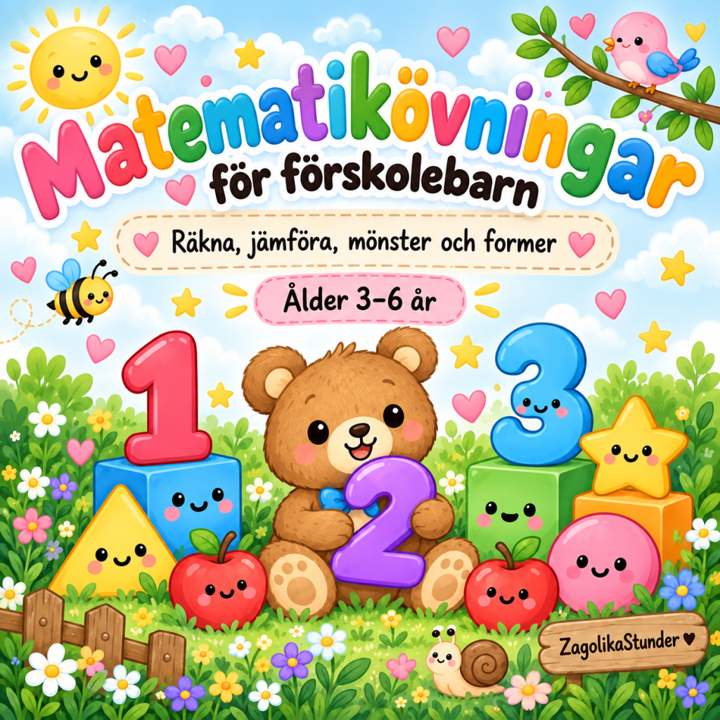 Matematikövningar för förskolebarn – räkna, jämföra, mönster & former