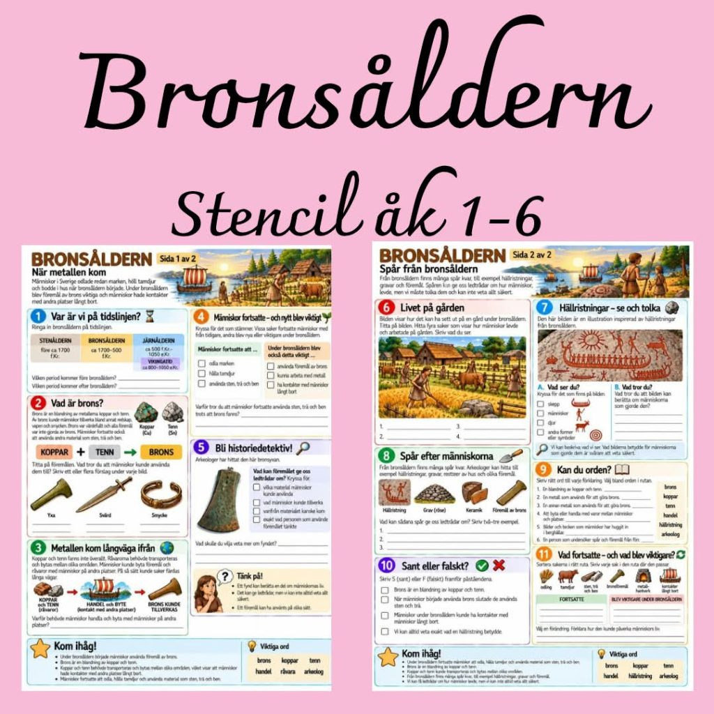 Bronsåldern – arbetsblad med fakta, hällristningar och historiedetektiv