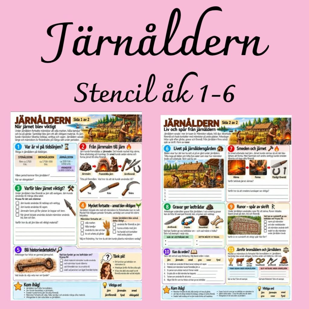 Järnåldern – arbetsblad om järn, runor och historiska spår
