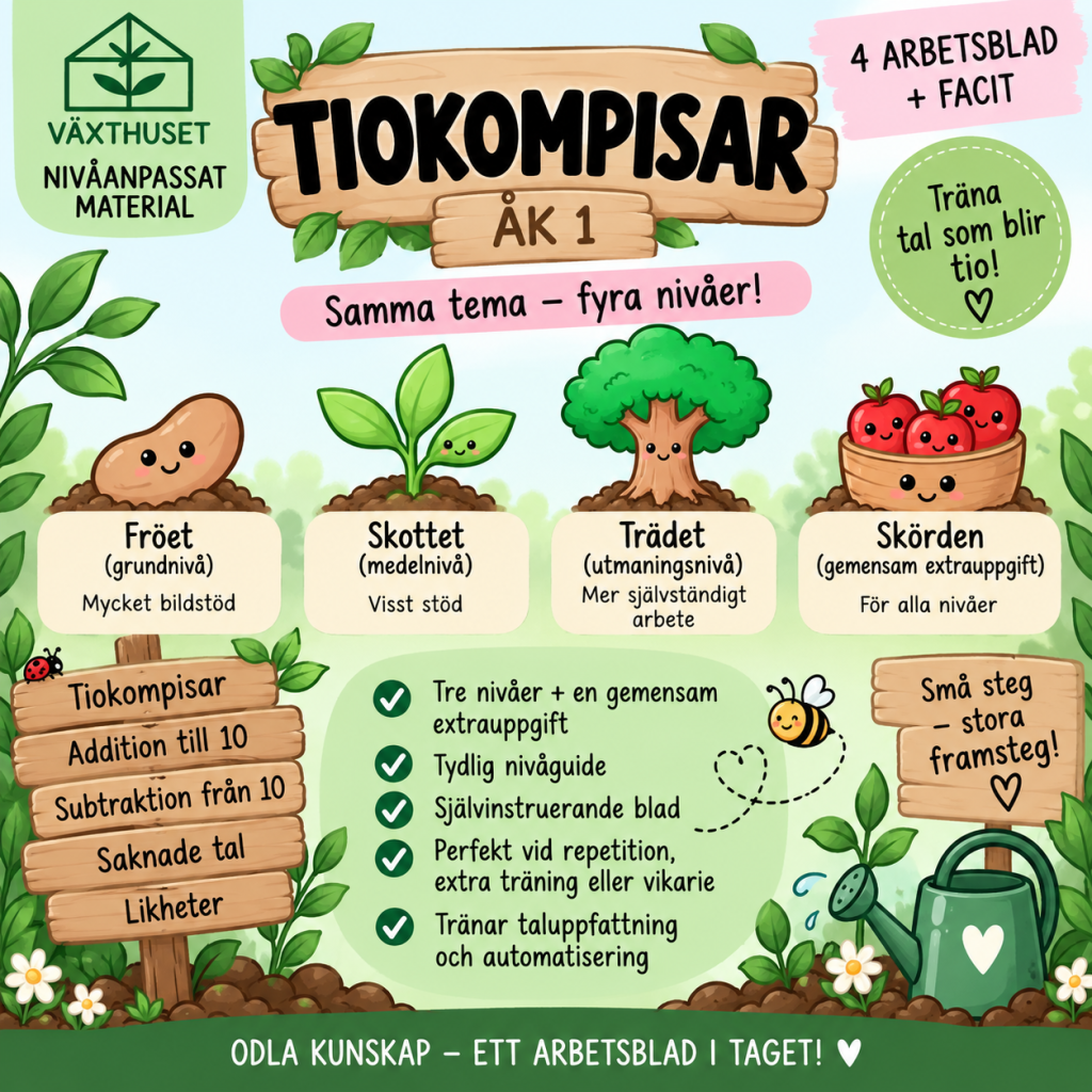 Växthuset | Tiokompisar – nivåanpassat material åk 1