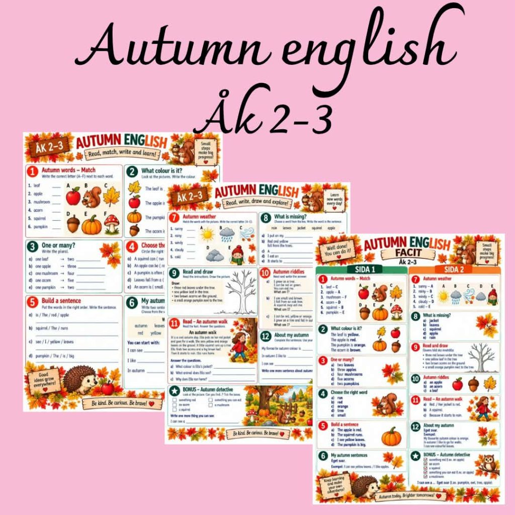 Autumn English – Engelska med hösttema | Åk 2–3