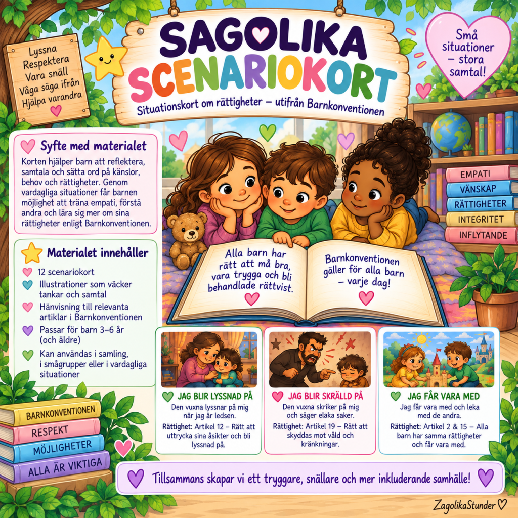 Sagolika scenariokort – Barnkonventionen i vardagen