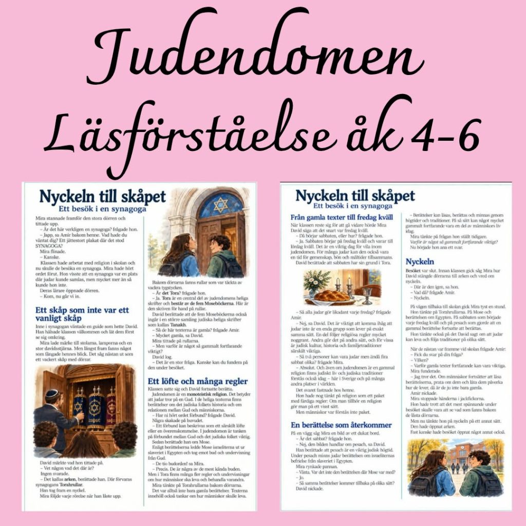 Judendom – läsförståelse med frågor och facit | Åk 4–6