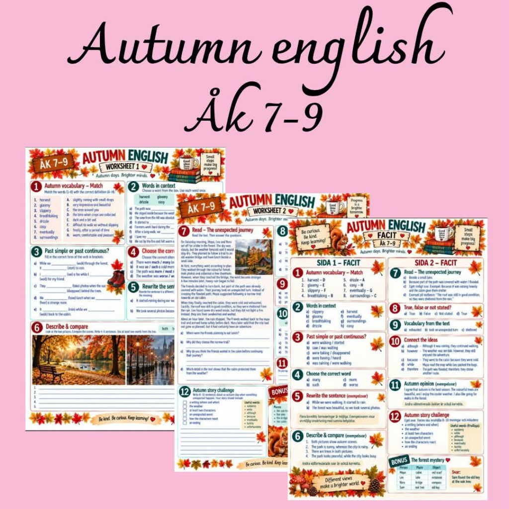 Autumn English – Engelska med hösttema | Åk 7–9