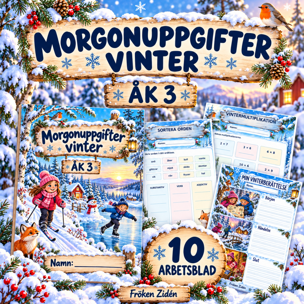 MORGONUPPGIFTER VINTER – ÅK 3 ❄️