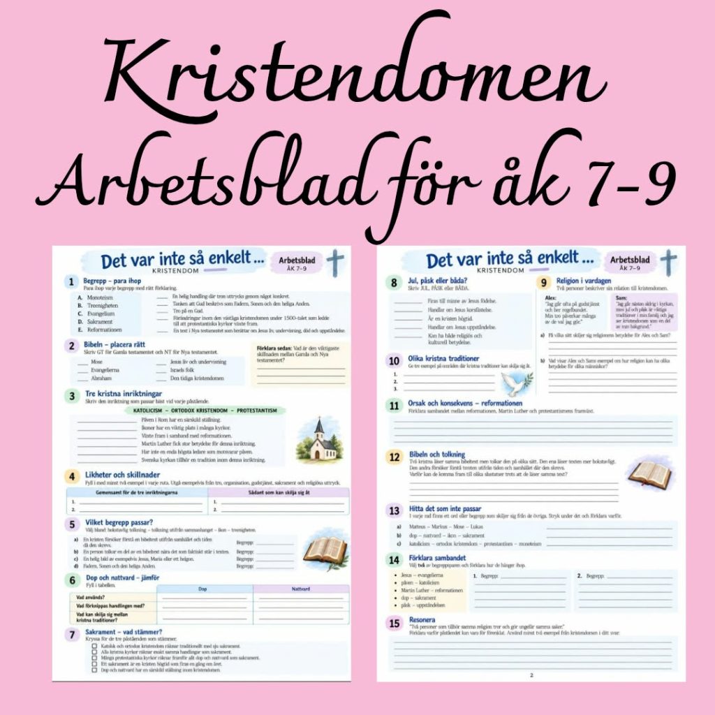 Kristendom – arbetsblad med facit | Religion åk 7–9
