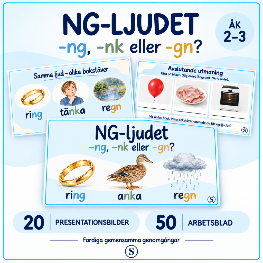 NG-ljudet: -ng, -nk eller -gn? | Komplett paket åk 2–3