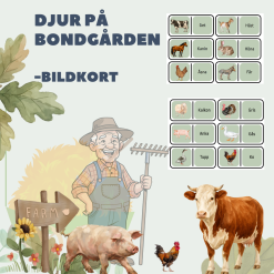 Bondgårdsdjur – Bildkort, Domino, Begreppsträning