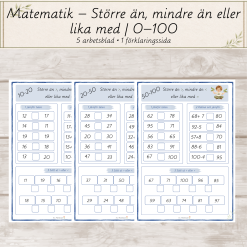 Matematik – Större än, mindre än eller lika med | 0–100