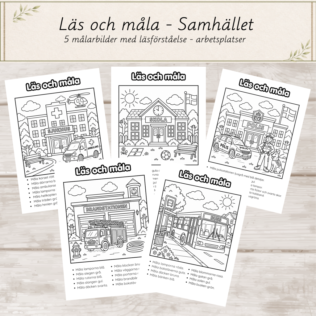 Samhället- Läs och måla- Läsförståelse