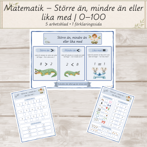 Matematik – Större än, mindre än eller lika med | 0–100