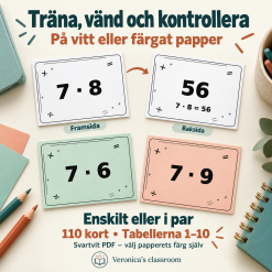 Multiplikation Flashcards tabell 1-10