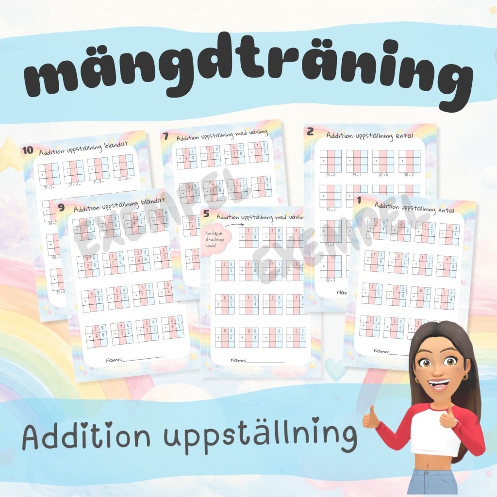 Mängdträning uppställning addition