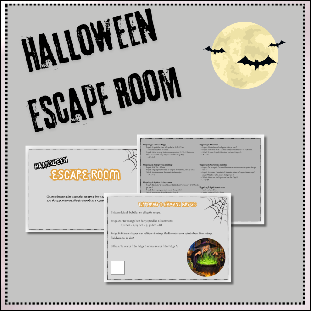 Halloween Escape Room – Hitta den 7-siffriga koden! (Matematik & Klurigheter)