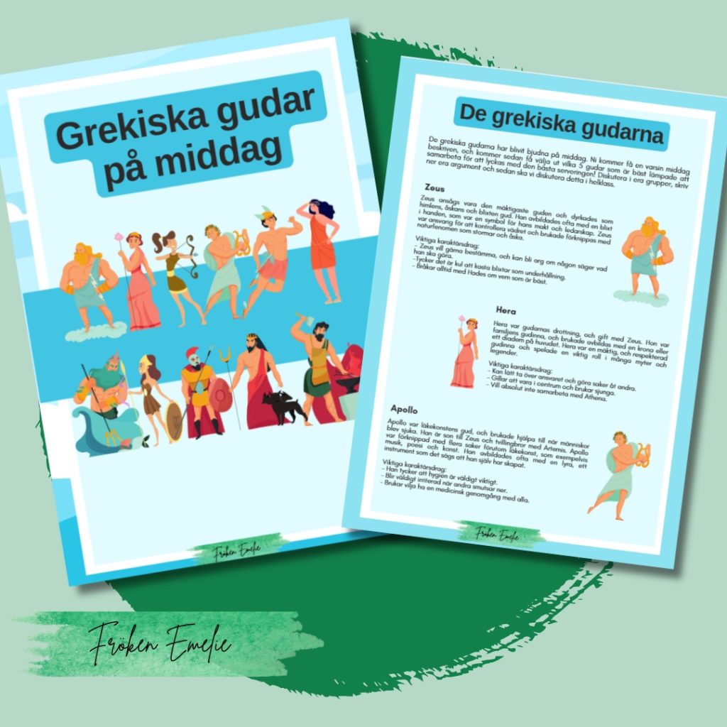 Skrivuppgift om grekiska gudar